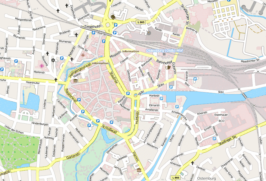 Oldenburg-Stadtplan auf Citysam inkl. Hotels in Oldenburg im Stadtplan